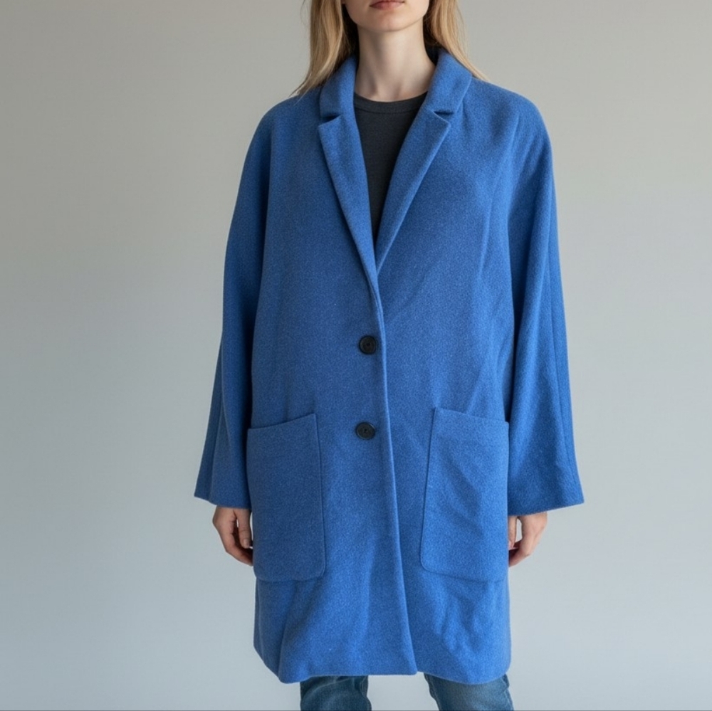 American Vintage Royal Blue Wool-Blend Pea Coat